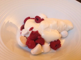 And raspberries with butter and ice cream